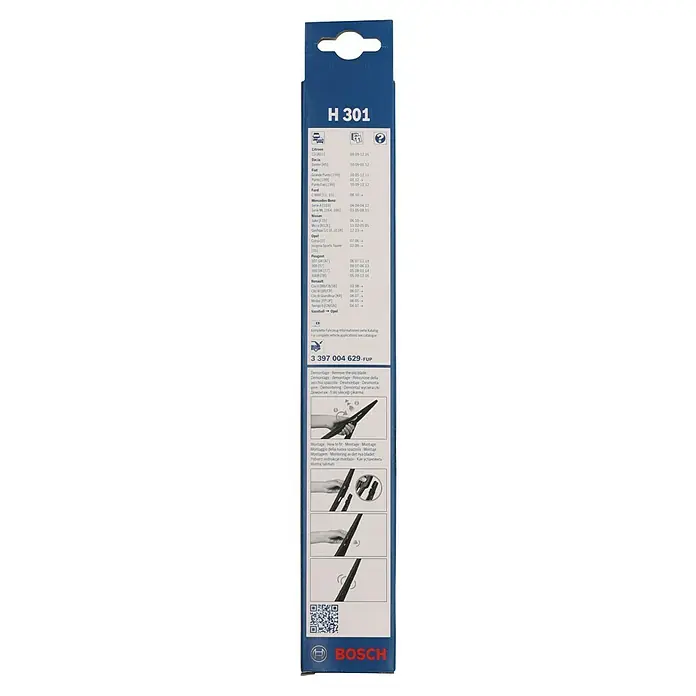 Bosch Heck-Scheibenwischer - H 301, Anzahl: 1 Stk. - Produktverpackung: Bosch H 301 Scheibenwischer. Kompatibel mit verschiedenen Automodellen von 03.98 bis 12.16. Inklusive Montageanleitung.