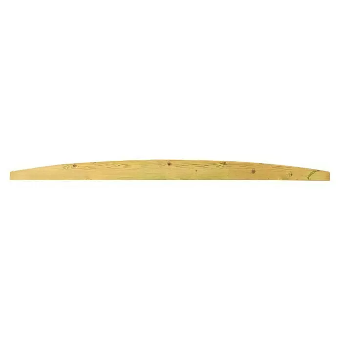 T & J Sichtschutzelement Trelleborg - 145 x 1.800 x 21 mm, Holz - Gekrümmtes, helles Holzbrett mit deutlicher Maserung und Ästen.