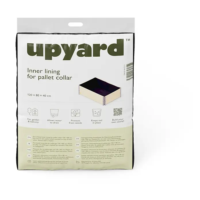Upyard Unkrautvlies - L x B: 120 x 80 cm, Passend für: Hochbeetumrandungen - Produktbild einer "Upyard" Innenverkleidung für Palettenrahmen mit den Maßen 120x80x40 cm, ideal für Garten und Balkon.