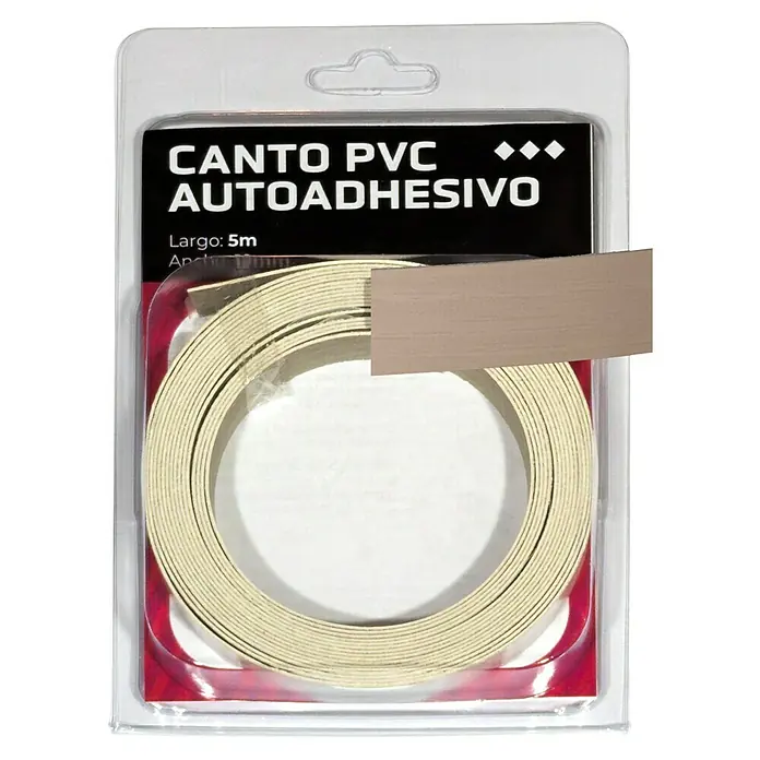 Canto de PVC autoadhesivo - Largo: 5 m, Mediterranean - Primer plano de un paquete de tapacantos de PVC autoadhesivo, perfecto para una fácil aplicación a muebles y otras superficies.