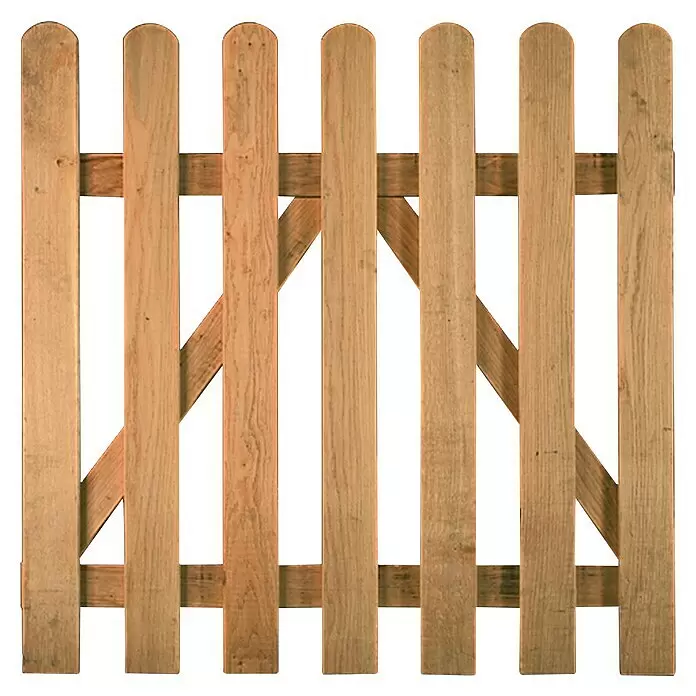 T & J Zauntor Luka - 100 x 100 cm, Braun - Helles Holztor im Lattenzaun-Stil mit diagonalen Streben.