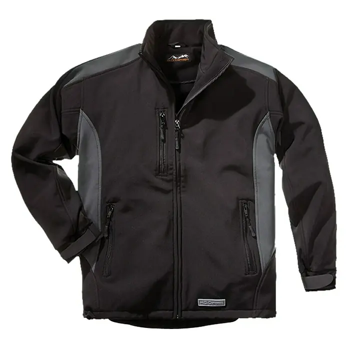 HD Concept Softshell-Jacke Fit - Schwarz/Grau, XXL - Schwarze Softshell-Jacke mit durchgehendem Reißverschluss, Brust- und Seitentaschen, ideal für Outdoor-Aktivitäten und Alltag.