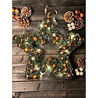 Dekokranz XMas Stern mit LED (Durchmesser: 40 cm, Grün/Gold)