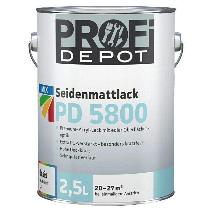 Profi Depot PD Acryllack Seidenmattlack PD 5800 (Basismischfarbe, 2,5 l, Seidenmatt)