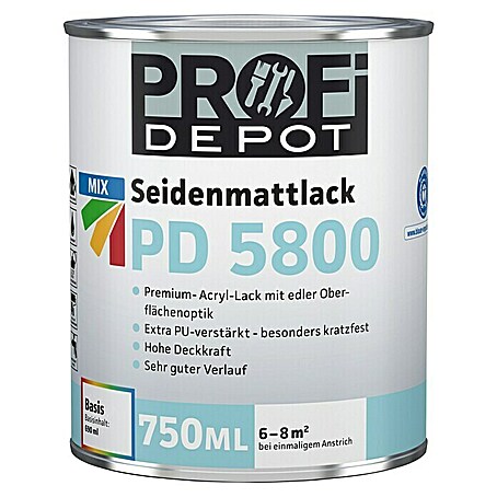 Profi Depot PD Acryllack Seidenmattlack MIX PD 5800 (Basismischfarbe 1, 750 ml, Seidenmatt)