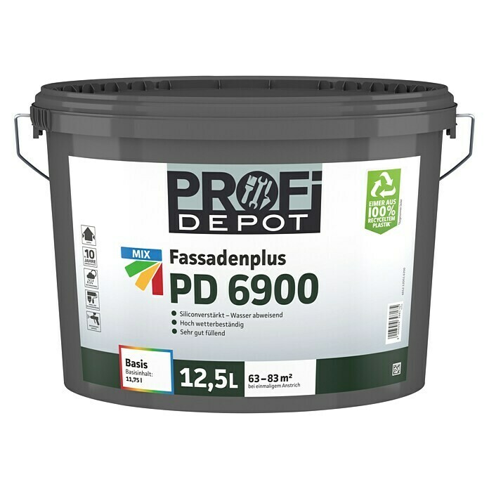 Profi Depot PD Fassadenfarbe Fassadenplus PD 6900 (Basismischfarbe, 12,5 l)