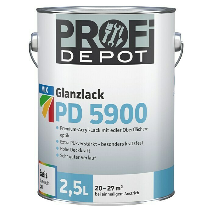 Profi Depot PD Acryllack Glanzlack PD 5900 (Basismischfarbe, 2,5 l, Glänzend)