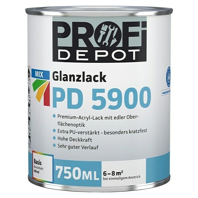Profi Depot PD Acryllack Glanzlack PD 5900 (Basismischfarbe, 750 ml, Glänzend)