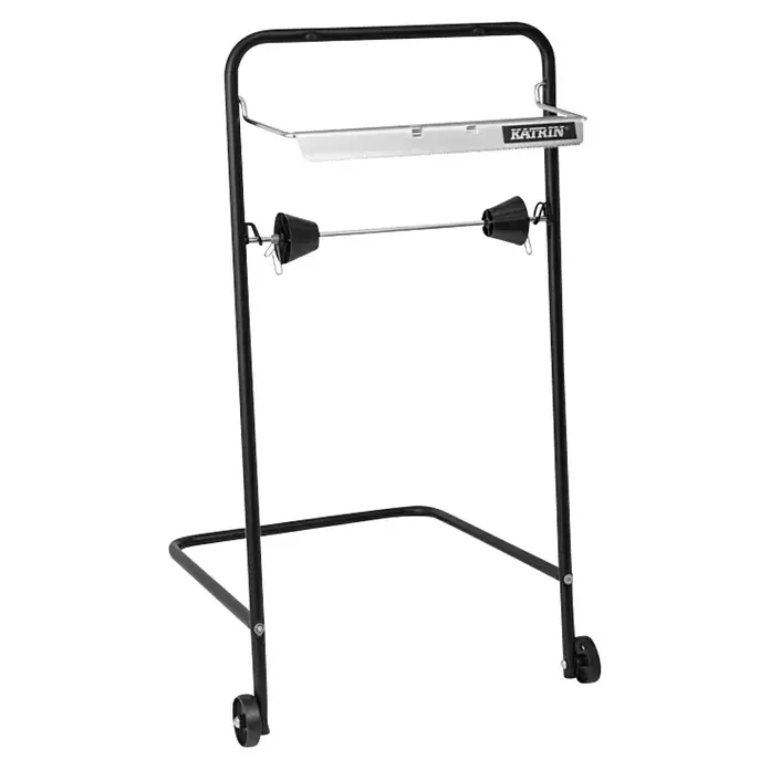 Papierrollenhalter - L x B x H: 56 x 56,8 x 98 cm, Passend für: Rollenbreite bis 40 cm - Katrin Rollenhandtuchspender mit Rollen für flexible Nutzung in verschiedenen Umgebungen. Robuste Konstruktion für den gewerblichen Einsatz.