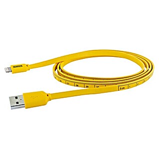 Schwaiger USB-Kabel Sync & Ladekabel mit Maßband (1,2 m, USB A-Stecker, Lightning-Stecker, Schwarz/Gelb)