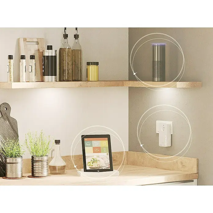 Devolo Erweiterungsadapter Magic 1 WiFi - 1 Stk., Passend für: devolo Magic-Reihe - Intelligentes Küchen-Setup mit Amazon Echo, Devolo WiFi Repeater und Tablet zur Rezeptanzeige.