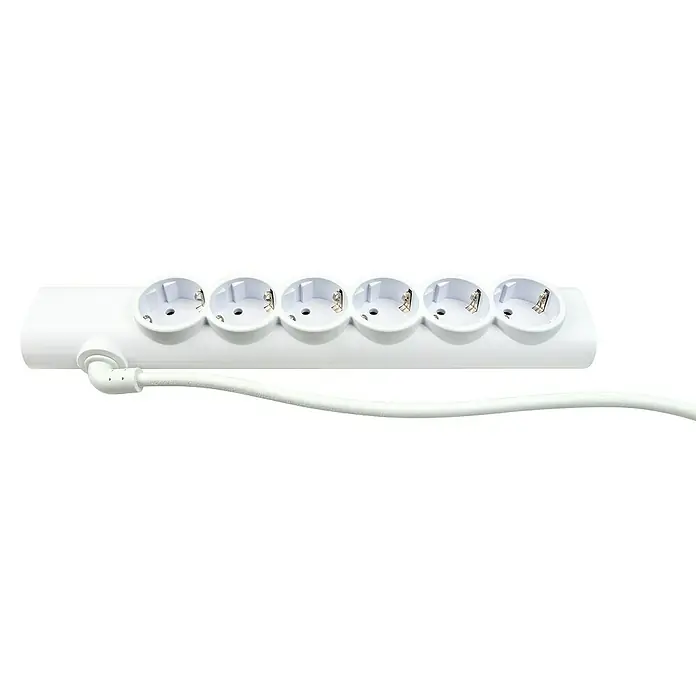 Schwaiger Steckdosenleiste - 6-fach, Weiß, Kabellänge: 1,4 m, USB-A-Buchse (2 Stk.) - Weiße Steckdosenleiste mit sechs Steckdosen und einem weißen Kabel, ideal für den Innenbereich.