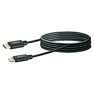 Schwaiger USB-Kabel Lightning (2 m, USB C-Stecker, Schwarz)