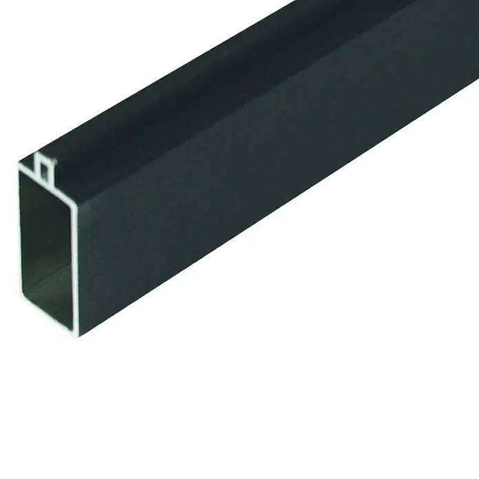 T & J Abschlussleiste Gotland - L x B x H: 40 x 1.795 x 20 mm, Aluminium, Anthrazit - Schwarzes, quadratisches Aluminiumrohr. Ideal für Konstruktionsprojekte und Rahmenbau, bietet Stabilität und modernes Aussehen.