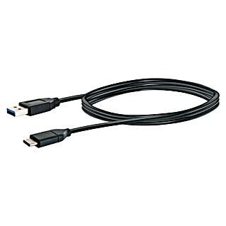 Schwaiger USB-Adapterkabel USB 3.1 C Stecker auf USB 3.0 A Stecker (Schwarz, 1 m)