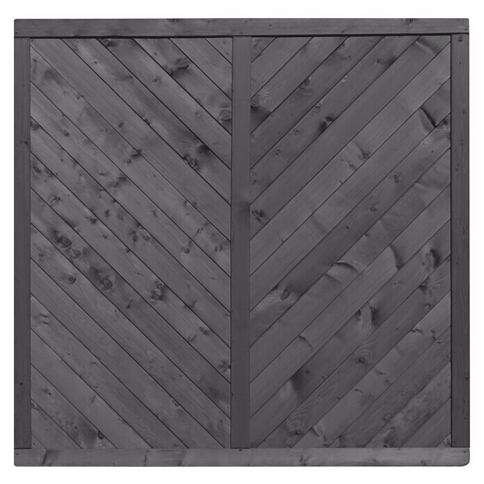 T & J Sichtschutzelement Nightline Schräg (180 x 180 cm, Holz, Dunkelgrau) | BAUHAUS