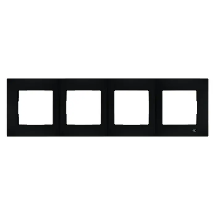 BJC Viva Marco - Negro, Modelo de mecanismos: x 4, Plástico, Instalar - Cubierta de marco cuádruple negra para interruptores y enchufes, ideal para interiores modernos y fácil instalación.