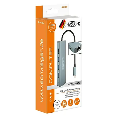 Schwaiger USB-Adapter USB Type C Multiport 6in1