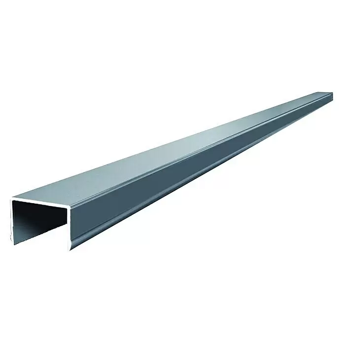 T & J Abschlussprofil - 4 x 180 x 4 cm, Aluminium, Silber - Langes, silbergraues C-Profil aus Metall.