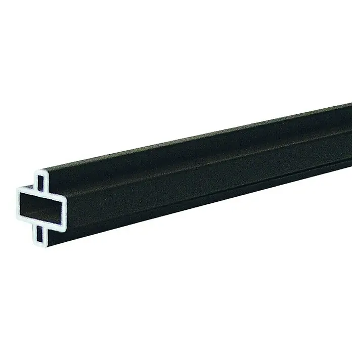 T & J Zierleiste Gotland - L x B x H: 10 x 1.795 x 20 mm, Aluminium, Anthrazit - Aufnahme des schwarzen Aluminiumprofils mit einem speziellen Querschnitt, das für verschiedene Konstruktionen und Anwendungen geeignet ist.