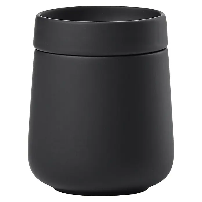 Zone Denmark Nova One Kosmetikdose - Steingut, Black - Einfaches schwarzes Keramikgefäß mit zylindrischem Hals. Ideal als Vase oder zur Aufbewahrung kleiner Gegenstände, schlicht und elegant.