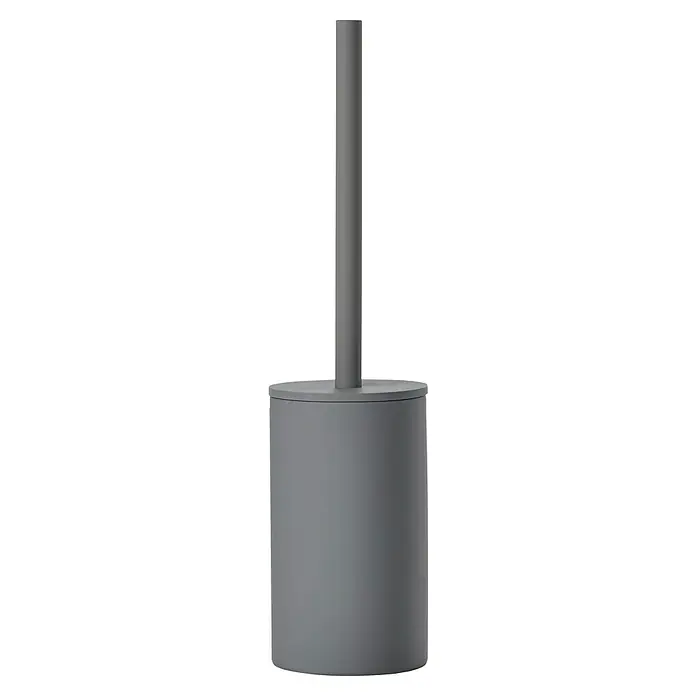 Zone Denmark Karma WC-Bürstengarnitur - ABS-Kunststoff, Grey - Eine graue, zylindrische Säule, die auf einem zylindrischen Sockel steht. Sie ist einfach und modern gestaltet.