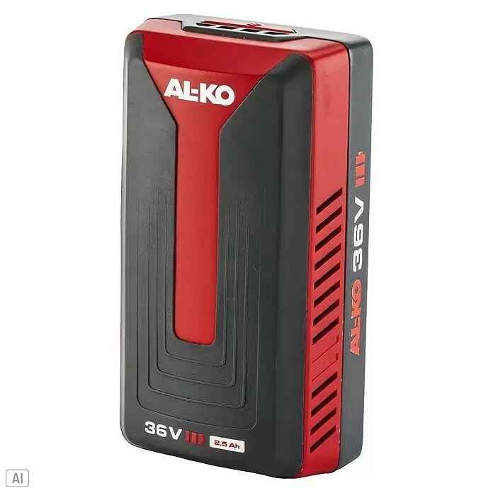 AL-KO 36V Akku B 100 Li - 36 V, 2,5 Ah, Li-Ionen - Rot-schwarzer AL-KO 36V 2,5 Ah Akku für Elektrowerkzeuge.