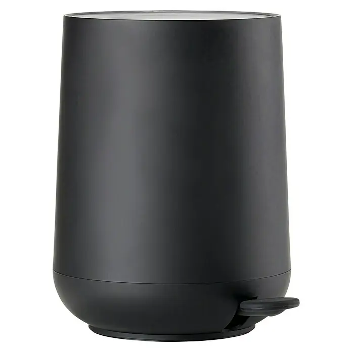 Zone Denmark Nova One Kosmetikeimer - 3 l, Kunststoff, Black - Ein schwarzer, runder Treteimer mit Fußpedal. Ideal für Bad oder Küche, bietet er praktische Müllentsorgung mit Stil.