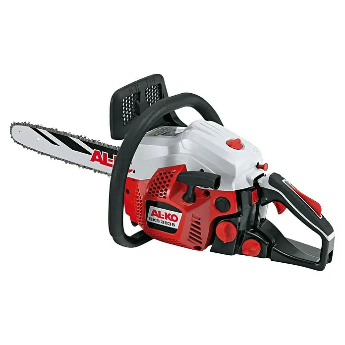 AL-KO Benzin-Kettensäge BKS 3835 - 1.200 W, 37,2 cm³, Schwertlänge: 35 cm - Hier ist eine AL-KO BKS 3835 Motorsäge, ein leistungsstarkes Werkzeug zum Schneiden von Holz. Ideal für Gartenarbeiten und Baumschnitt.