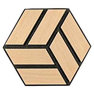 Akustikpaneel Hexagon (L x B x H: 25,5 x 29,5 x 1,9 cm, Eiche Natur, 2 Stk.)