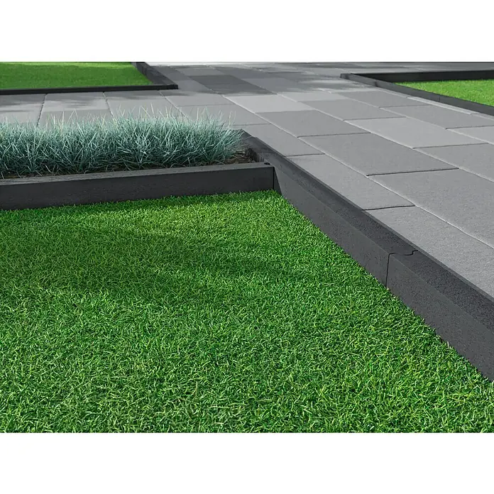 EHL Rasenkante - 100 x 5 x 25 cm, Anthrazit, Beton - Das Bild zeigt Rasenkantensteine, die ein gepflegtes und modernes Design für Gärten und Außenbereiche bieten.