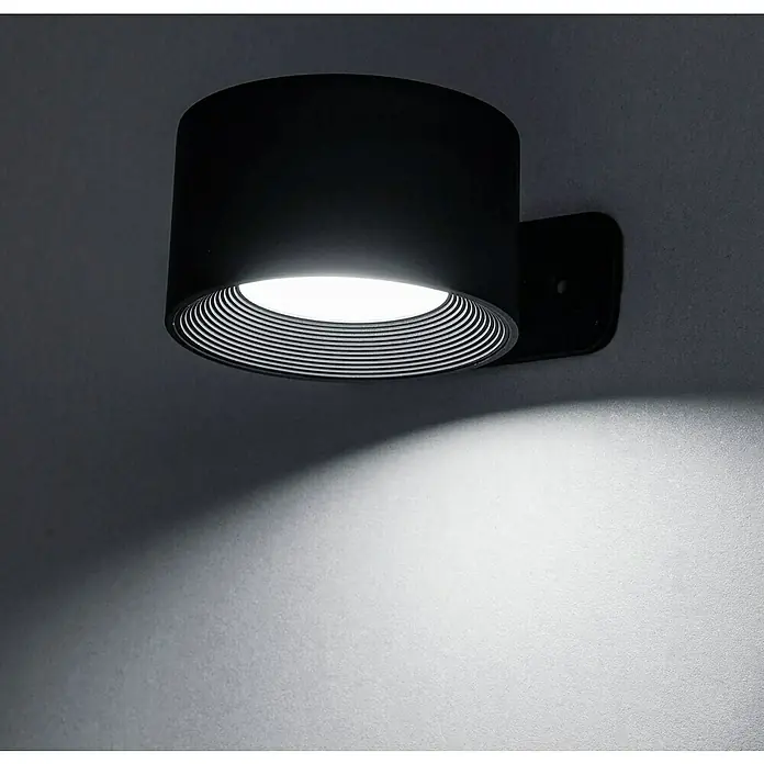 Lavida Akku-Wandleuchte Novara - L x B x H: 9,25 x 7,6 x 4,5 cm, 2 W, Schwarz, Mehrfarbig, Rund - Schwarze Wandleuchte mit spiralförmigem Design. Die Lampe strahlt helles Licht nach unten und erhellt die Wand darunter.