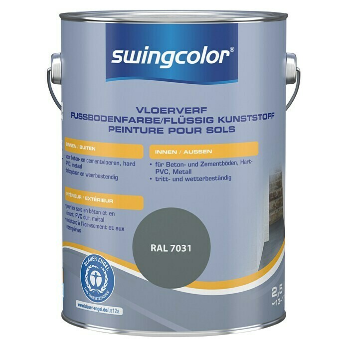 Swingcolor Pittura per pavimento/plastica liquida 2in1 RAL 7031 (2.5 l, 13  m², satinato)