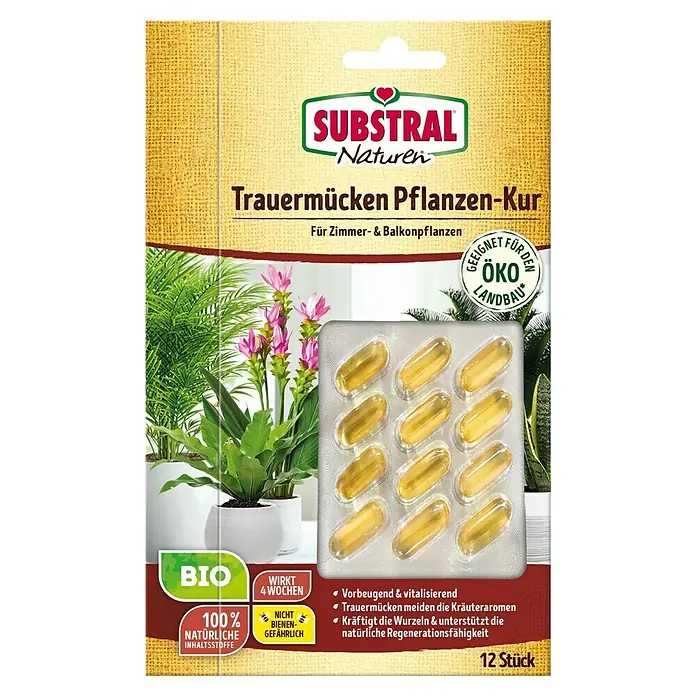 Substral Naturen Bio-Schädlingsfrei Trauermücken Pflanzen-Kur - 12 Stk. - Produktbild von Substral Naturen Trauermücken Pflanzen-Kur, einer natürlichen Lösung gegen Trauermücken für Zimmer- und Balkonpflanzen.