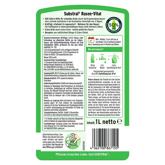 Substral Rasendünger Rasen-Vital (1.000 ml, Max. Anwendungsfläche: 67 m²) | BAUHAUS