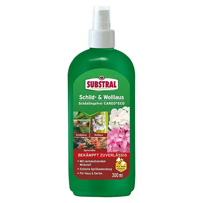 Substral Schädlingsfrei Schild- und Wolllausfrei Careo Eco - 300 ml - Grüne SUBSTRAL Sprühflasche, 300 ml, gegen Schild-, Wolläuse und Spinnmilben. Nicht bienengefährlich.