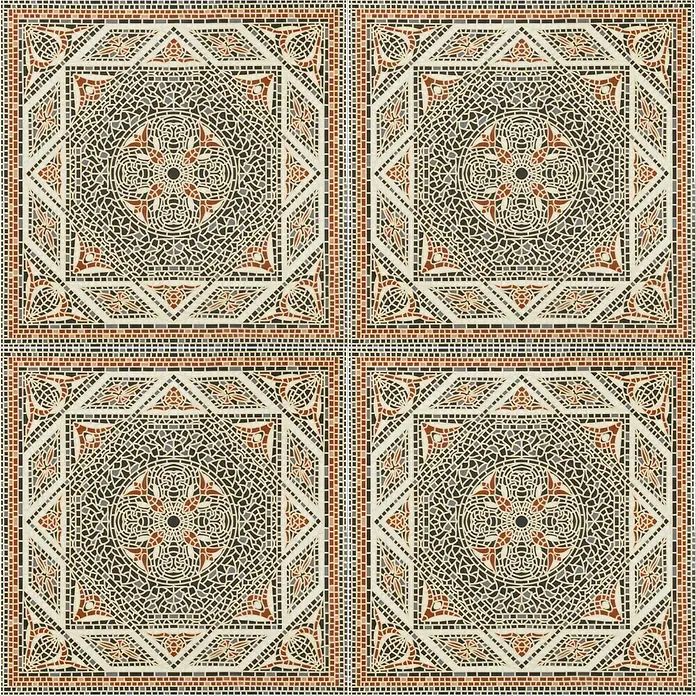 Steingutfliese Colonial - 45 x 45 cm, Beige, Glänzend - Verziert mit einem komplizierten Mosaikmuster, zeigt dieses quadratische Fliesendesign traditionelle Kunstfertigkeit und Eleganz.