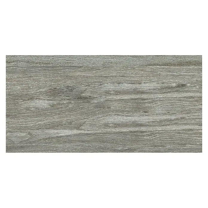 Feinsteinzeugfliese Saloon Silver - 30 x 60 cm, Grau/Silber, Matt - Detailaufnahme einer grauen Holzoberfläche mit deutlicher Maserung, ideal für Texturen und Hintergründe.