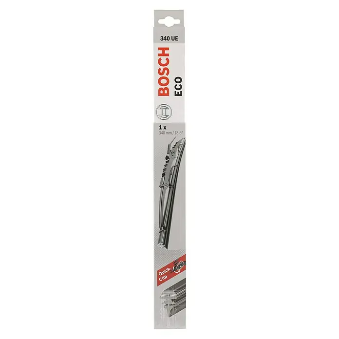 Bosch Scheibenwischer ECO - 340 UE, Anzahl: 1 Stk. - Produktbild von einem Bosch ECO 340 UE Scheibenwischer, der für klare Sicht bei jedem Wetter sorgt und eine einfache Installation bietet.
