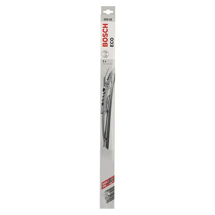 Bosch Scheibenwischer ECO - 550 UE, Anzahl: 1 Stk. - Bosch Eco 550 UE Scheibenwischer im Originalkarton. Der Scheibenwischer ist 550 mm lang und hat einen Quick-Clip-Adapter.
