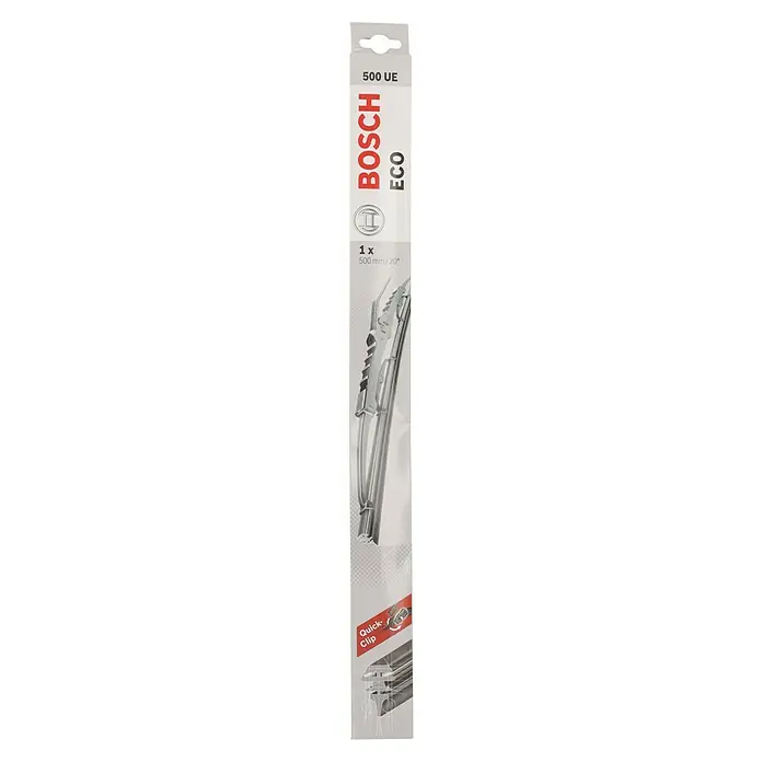 Bosch Scheibenwischer ECO - 500 UE, Anzahl: 1 Stk. - Bild einer Bosch Eco 500 UE Scheibenwischerverpackung. Der Scheibenwischer ist für klare Sicht und sicheres Fahren unerlässlich.