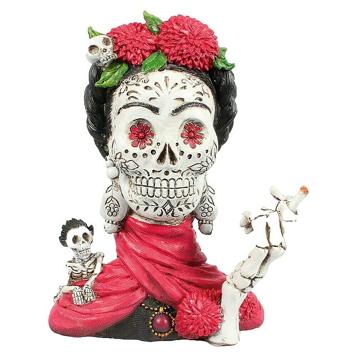 Dekofigur Miss Totenkopf (Pink/Weiß/Schwarz, Höhe: 25,5 cm) | BAUHAUS