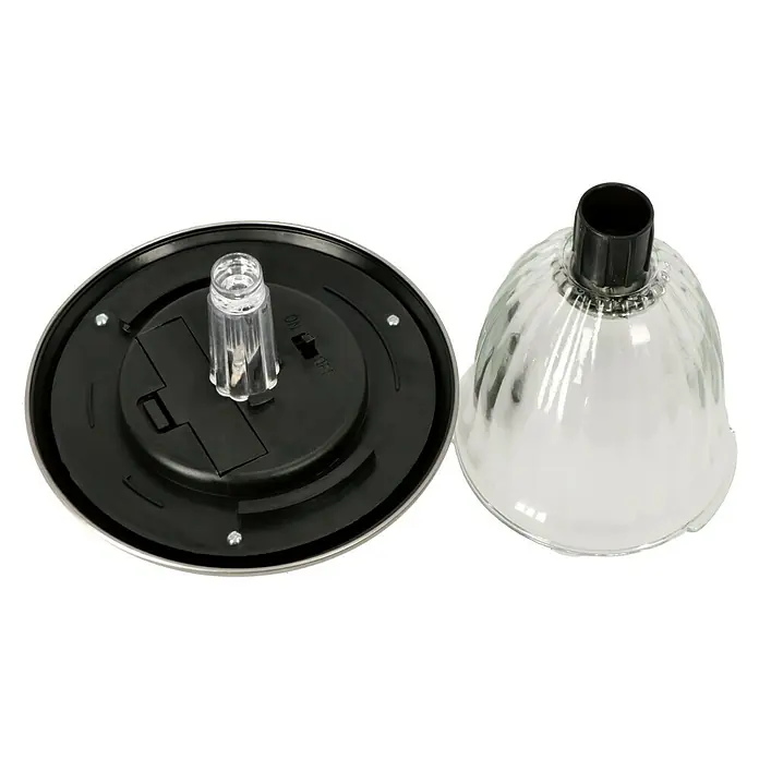 Starlux Estaca solar Fiore - Plateado, Negro, 3 lm - Lámpara solar con pantalla clara y base negra. Ideal para jardín y terraza.