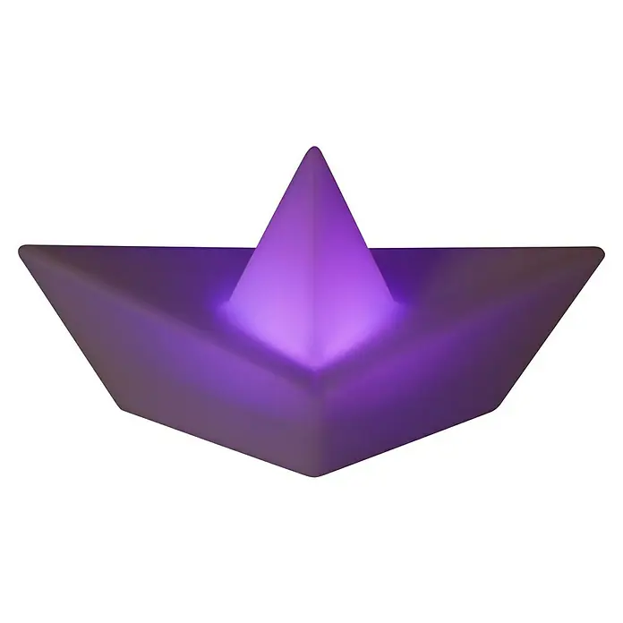 BAUHAUS Solar-Dekoleuchte Schiff - Weiß, IP65 - Leuchtendes, violettes Papierschiff, das durch seine besondere Form und Beleuchtung auffällt und eine moderne Note verleiht.\n