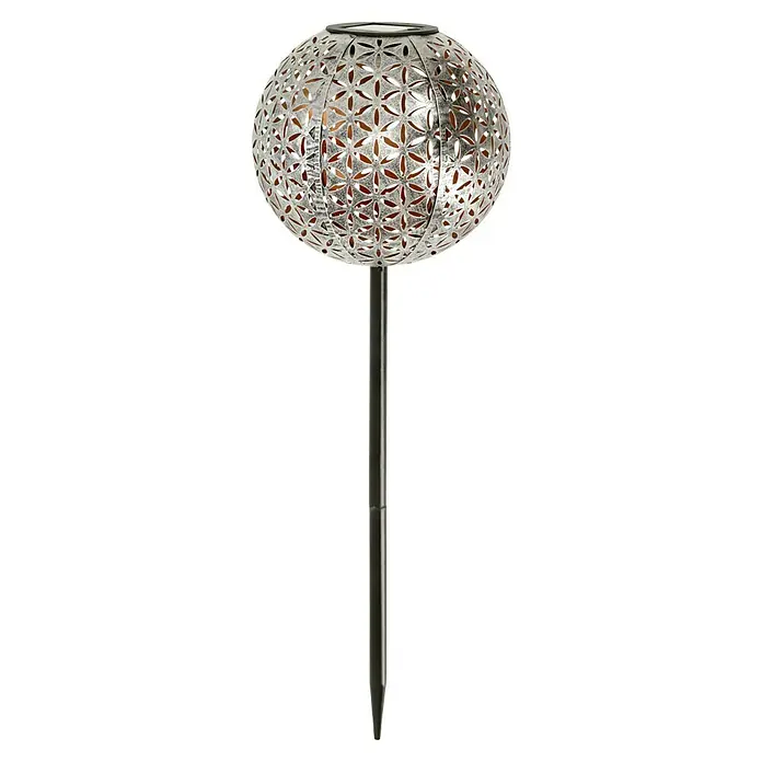 BAUHAUS Solar-Dekoleuchte Kugel - 0,06 W, Silber, IP44 - Dekorativer Solar-Gartenstecker mit filigranem Muster. Ideal für stimmungsvolle Beleuchtung im Außenbereich.