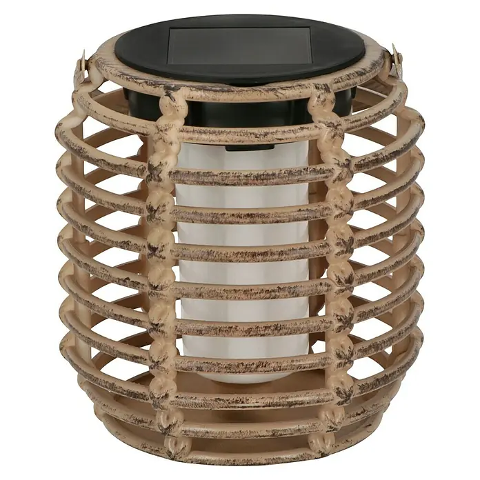 BAUHAUS Solar-Tischleuchte - Rattan, IP44 - Solar-Laterne im Rattan-Look. Die Laterne hat ein warmweißes LED-Licht und ist ideal für Garten und Terrasse geeignet.