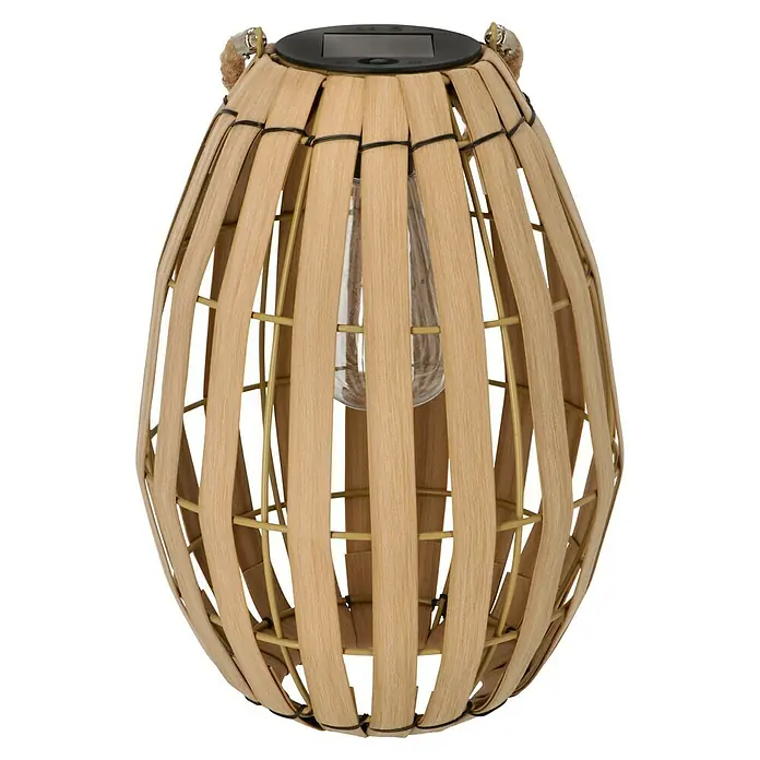 BAUHAUS Solar-Tischleuchte Natural - Rattan, IP44 - Stylische Solarleuchte mit Bambusstreifen-Design. Ideal für Garten, Terrasse und Balkon. Schafft stimmungsvolles Licht.