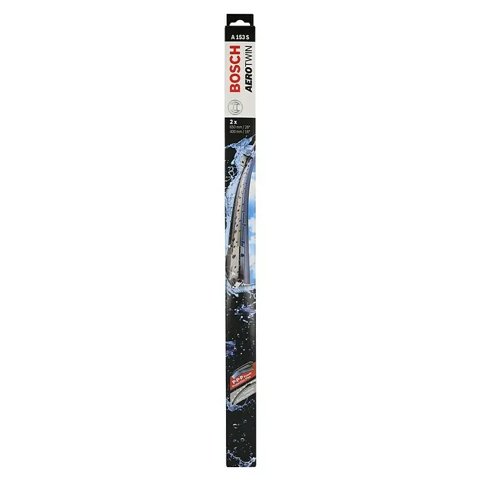 Bosch Aerotwin Scheibenwischer-Set - A153S, 2 Stk. - Eine Verpackung für Bosch Aerotwin Scheibenwischer, Modell A 153 S, mit den Größen 650 mm/26" und 400 mm/16".