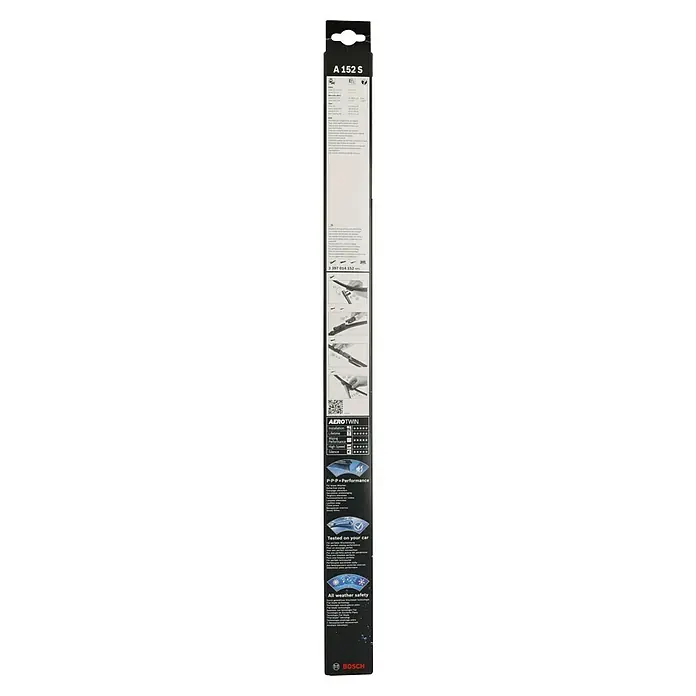 Bosch Aerotwin Scheibenwischer-Set - A152S, 2 Stk. - Produktverpackung für Bosch A 152 S Aerotwin Scheibenwischer. Hohe Wischleistung, lange Lebensdauer und einfache Montage.