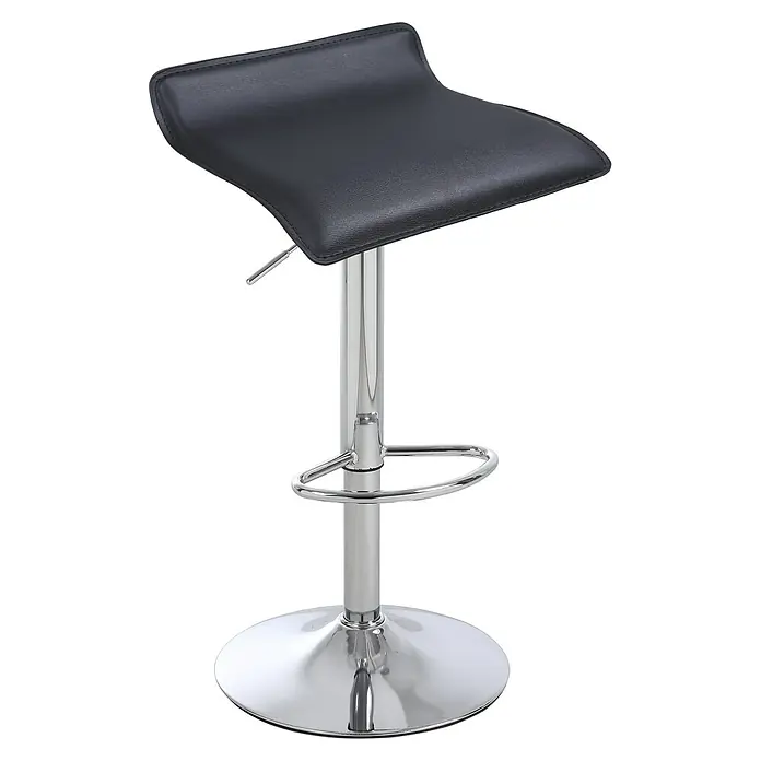Fulmo Taburete alto Oja - Negro - Este taburete de bar tiene un asiento negro con base cromada y altura ajustable. Ofrece comodidad y estilo moderno para cualquier bar o cocina.